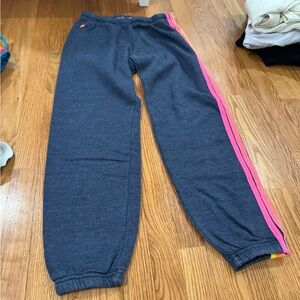 Aviator Nation Navy Joggers with Pink Stripe